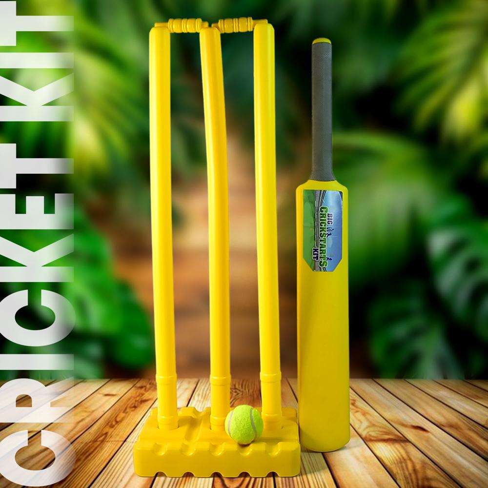 Cricket Kit with Bat, Rubber Ball, Bails, 3 Stumps & Stand Base