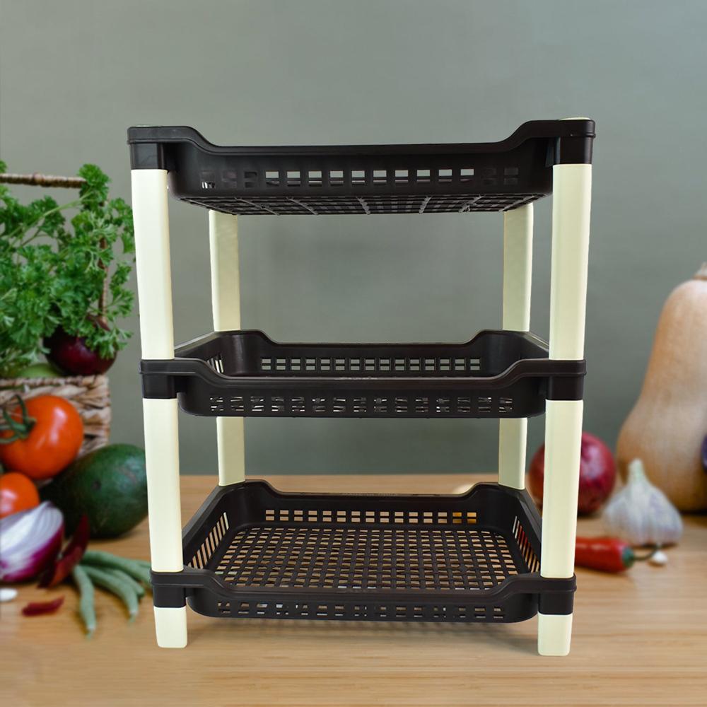 Apex Big Multi Use Plastic Storage Rack 3 Tier (1 Pc) - Color: Mix