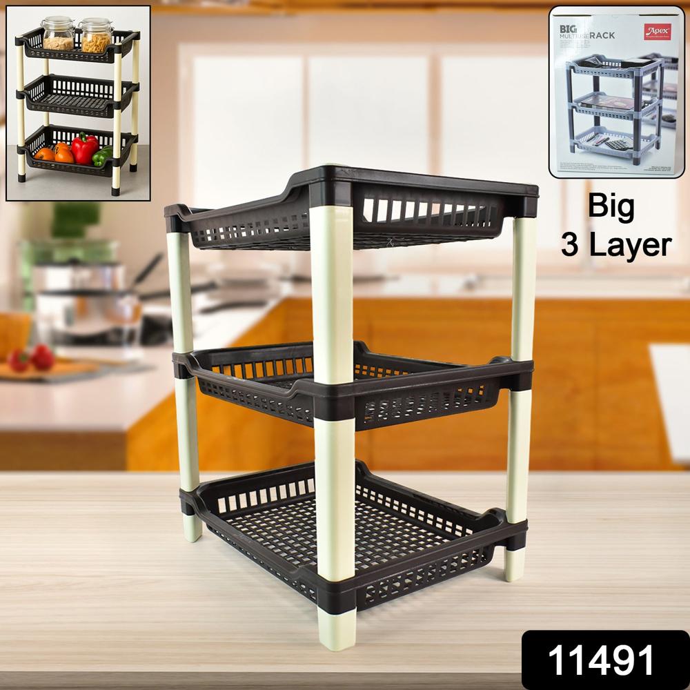 Apex Big Multi use Plastic Storage Rack 3 Tier (1 Pc)