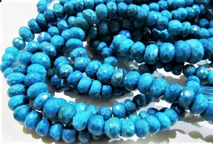 Blue Chrysocolla Rondelle Faceted Beads 6 to 10 mm  Strand 8 inches