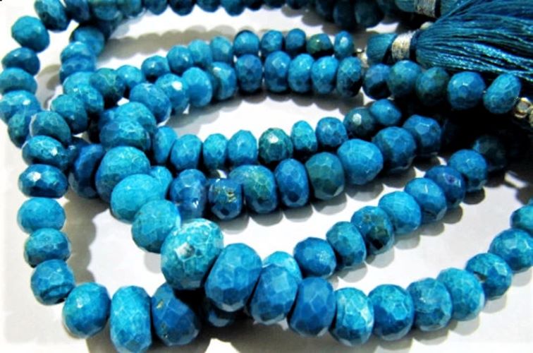 Blue Chrysocolla Rondelle Faceted Beads 6 to 10 mm  Strand 8 inches