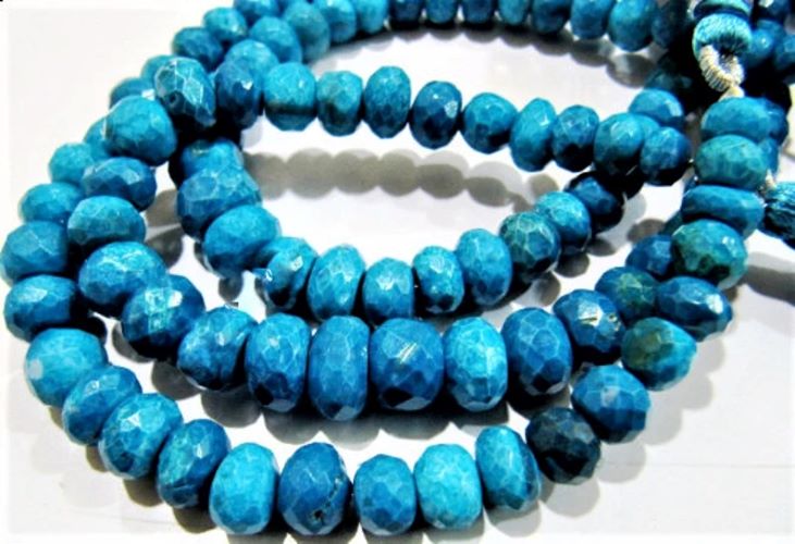 Blue Chrysocolla Rondelle Faceted Beads 6 to 10 mm  Strand 8 inches