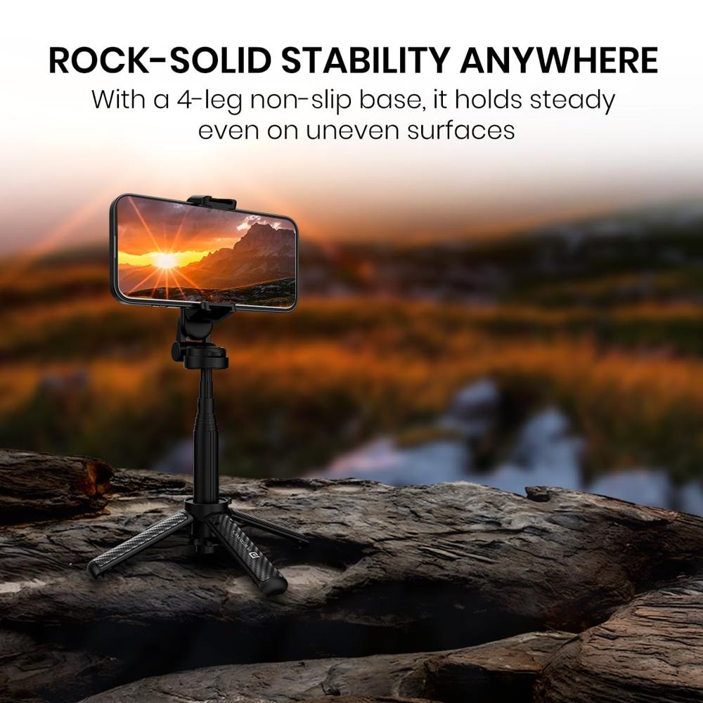 Portronics Lumistick Air 2-in-1 Smart Selfie Stick with Quadripod Stand, Detachable Bluetooth 