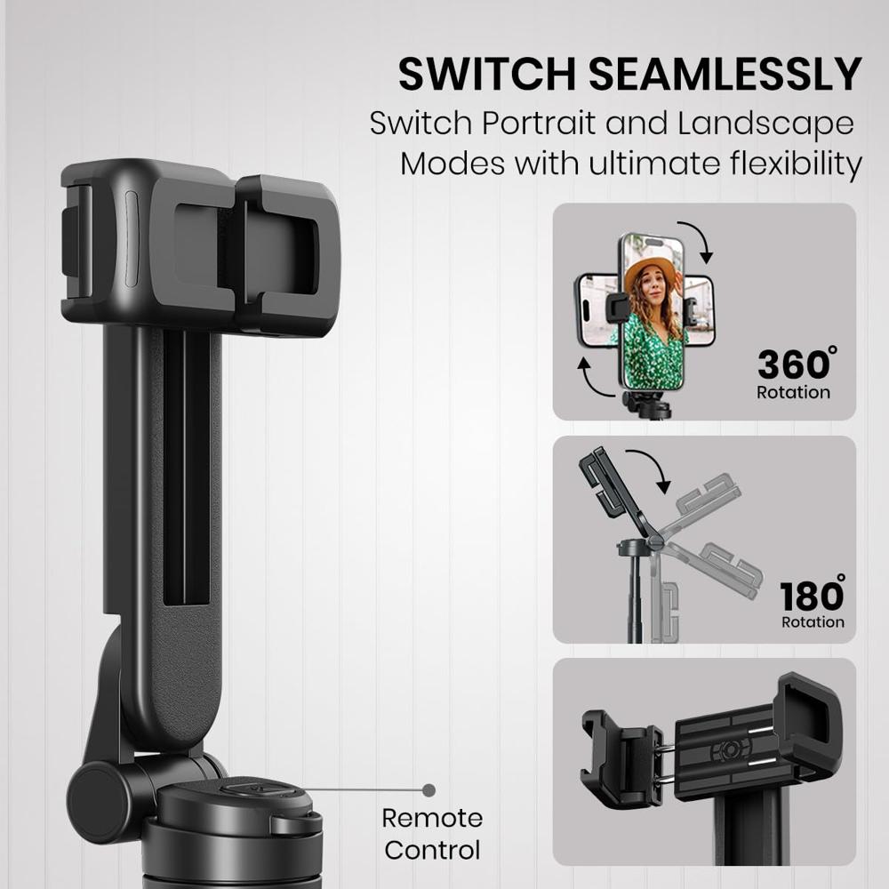Portronics Lumistick Air 2-in-1 Smart Selfie Stick with Quadripod Stand, Detachable Bluetooth 