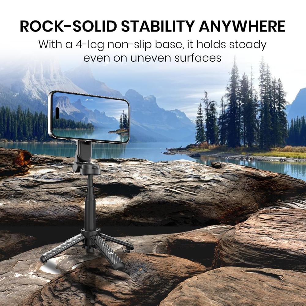 Portronics Lumistick Snap Magnetic Selfie Stick with Quadripod Stand,Detachable