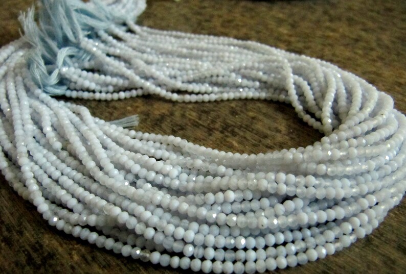 Natural Blue Lace Agate 2.5mm Rondelle Micro faceted Gemstone Beads Strand 13 Inches Long