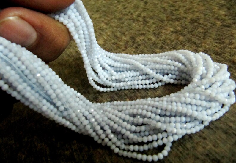 Natural Blue Lace Agate 2.5mm Rondelle Micro faceted Gemstone Beads Strand 13 Inches Long