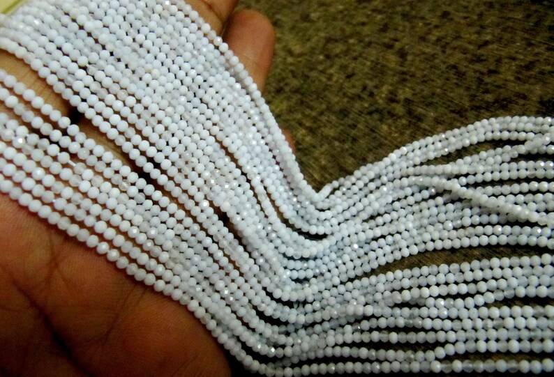 Natural Blue Lace Agate 2.5mm Rondelle Micro faceted Gemstone Beads Strand 13 Inches Long