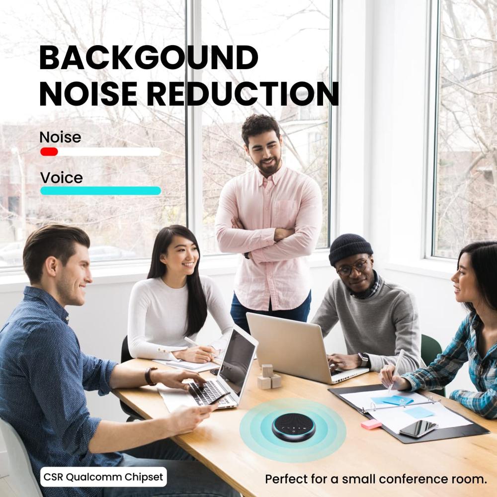 Portronics Talk One Noise Cancellation Conference Speaker with 5M Microphone Coverage,