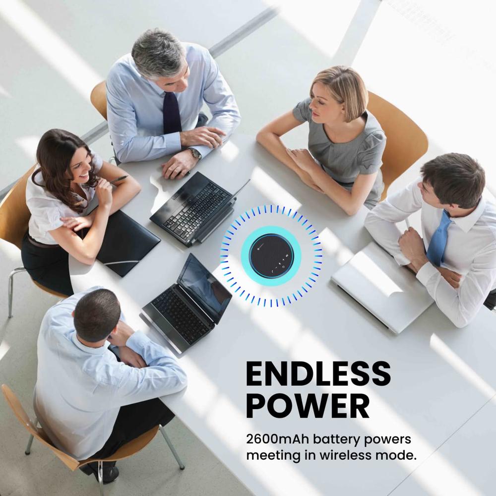 Portronics Talk One Noise Cancellation Conference Speaker with 5M Microphone Coverage,