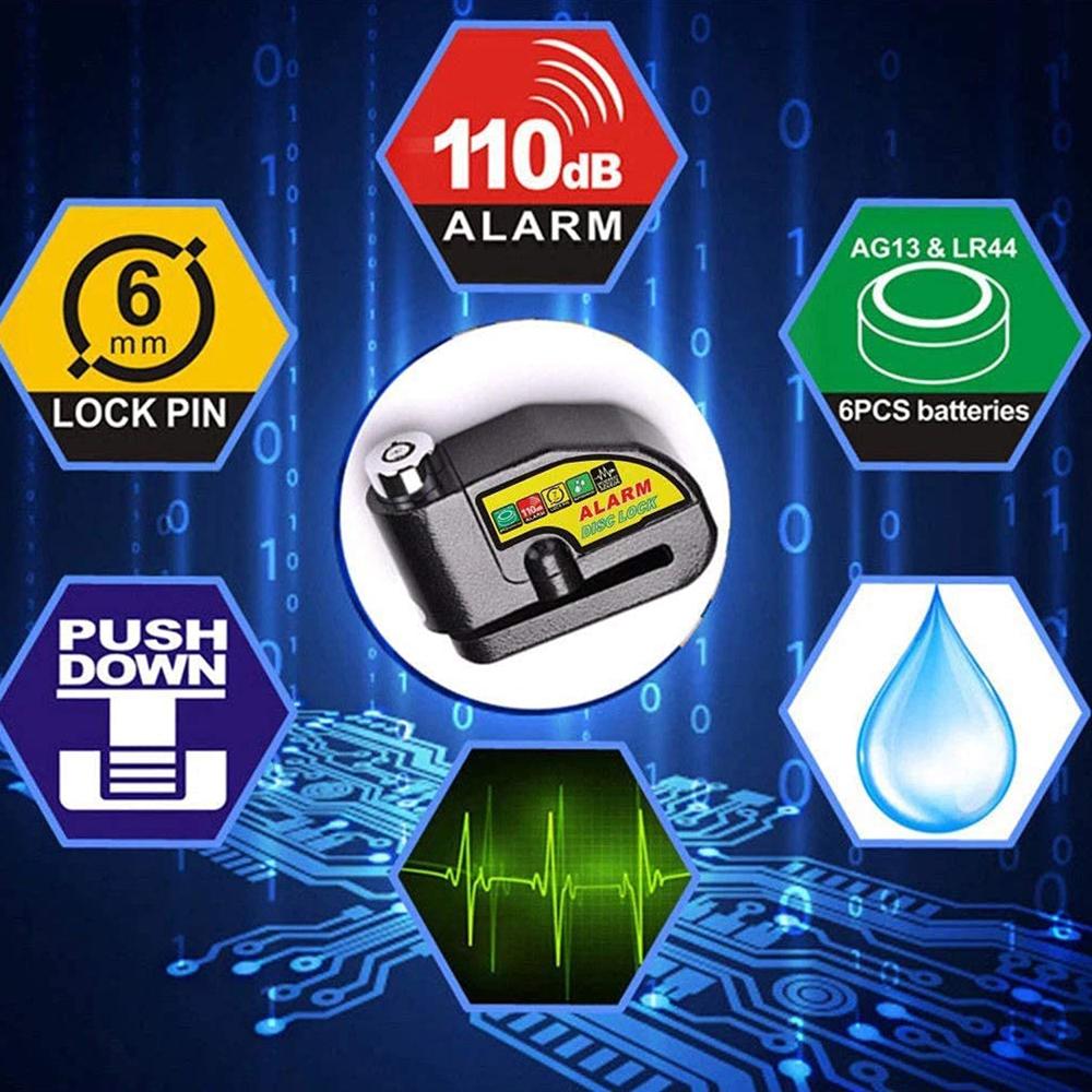 Alarm Disc Lock Motorbike Anti Theft Disc Brake Lock (1 Pc / With 2 Key)