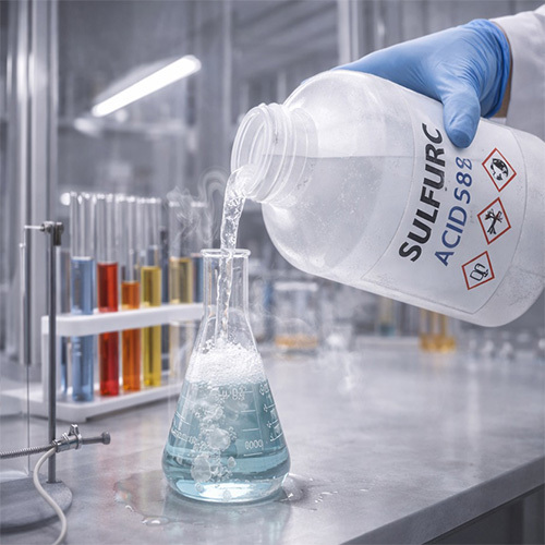 Sulfuric Acid 588 - 98% Purity Clear Oily Liquid 1.84 g/cm3 Density Technical Grade HDPE Drum Packaging