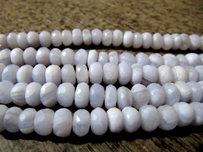Natural Blue Lace Agate Rondelle Faceted Briolette Size 7-9mm Beads Strand 8 inch Long