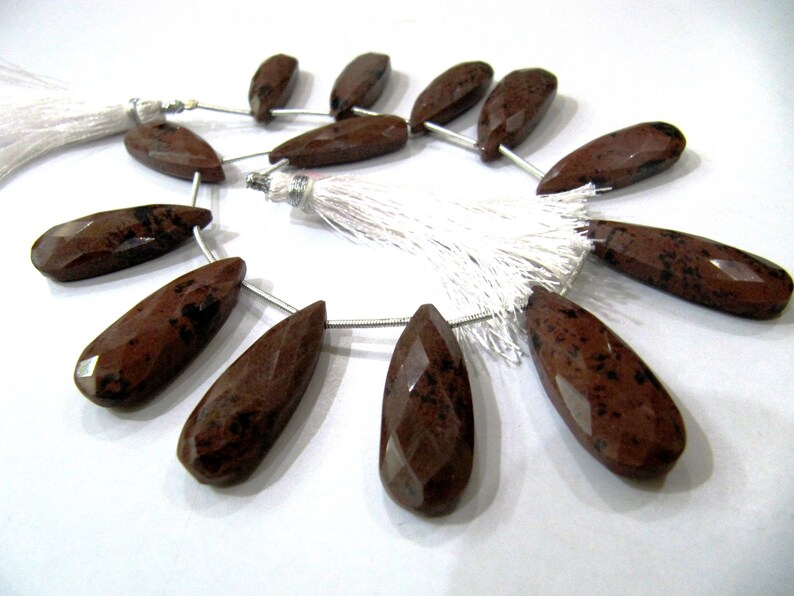 Natural Brown Jasper Briolette Pear Shape Beads 25to30 Mm Strand 9 Inches Long - Beads Material: Stone
