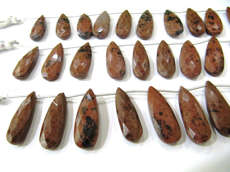 Natural Brown Jasper Briolette Pear shape Beads 25to30 mm Strand 9 inches long