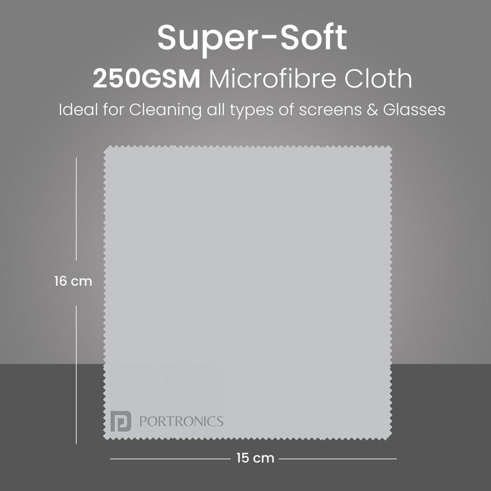 Portronics Swipe 3 Screen & Camera Cleaning Chemical Free Liquid Solution, 250GSM Micro Fibre