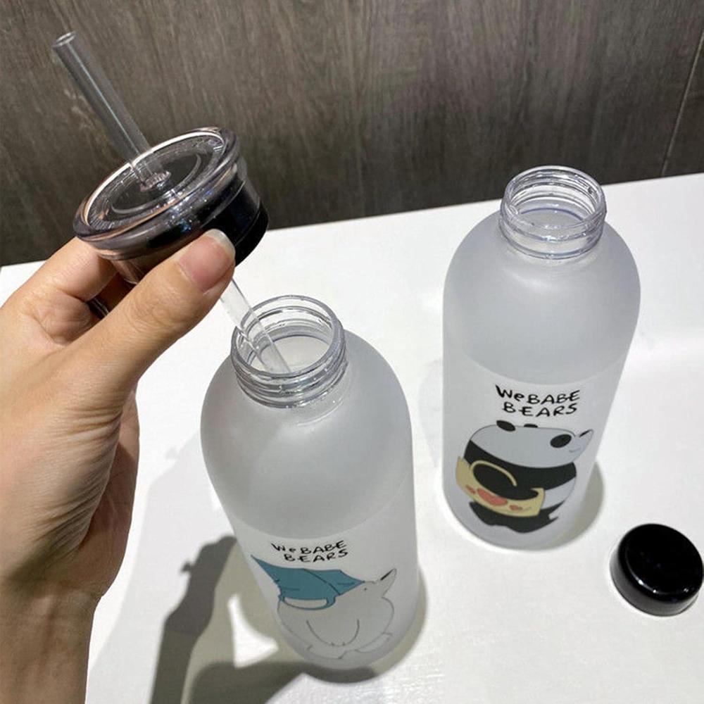 Babe Bears Cartoon Water Bottle with Straw Lid 1000 ML