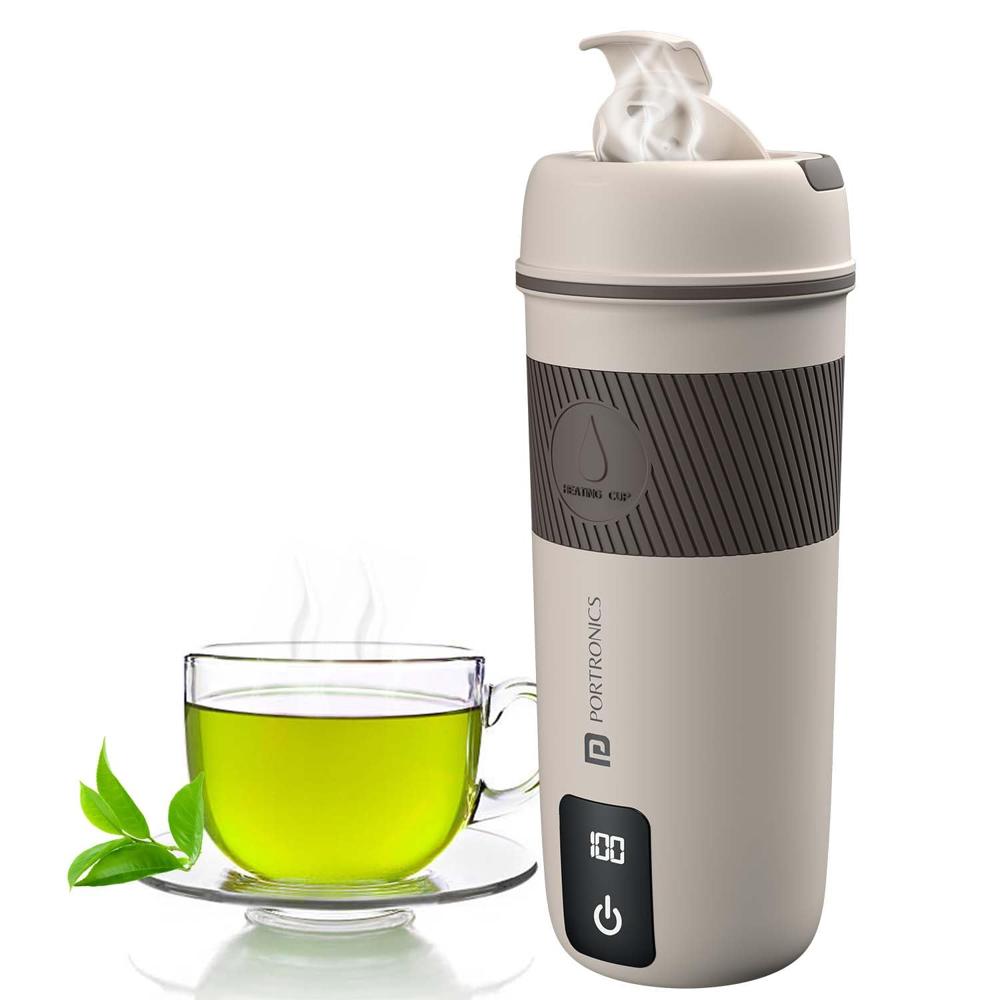 Portronics Thermosip 400Ml Vacuum Insulated Portable Travel Electric Kettle, Fast Water Boiling, Cool Touch Body, Digital Display,