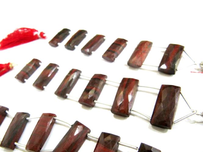 Natural Brown Jasper Cushion Shape Briolettte Faceted 10X22mm Double Drilled Beads Sold as a Strand of 6 Beads