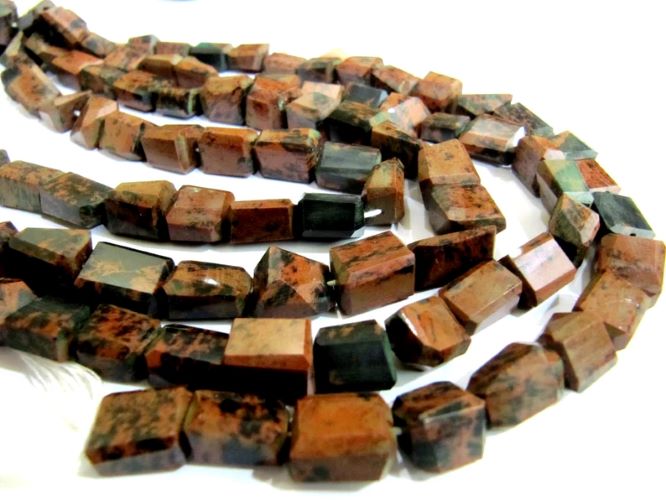 Natural Brown Jasper Nugget Shape Tumbled Faceted Beads Size 10X15mm Strand 10 inches Long