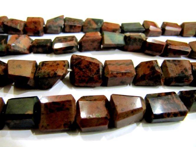 Natural Brown Jasper Nugget Shape Tumbled Faceted Beads Size 10X15mm Strand 10 inches Long