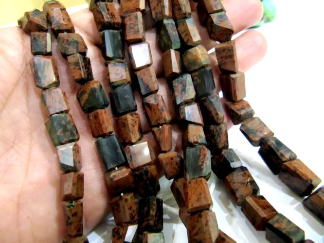 Natural Brown Jasper Nugget Shape Tumbled Faceted Beads Size 10X15mm Strand 10 inches Long