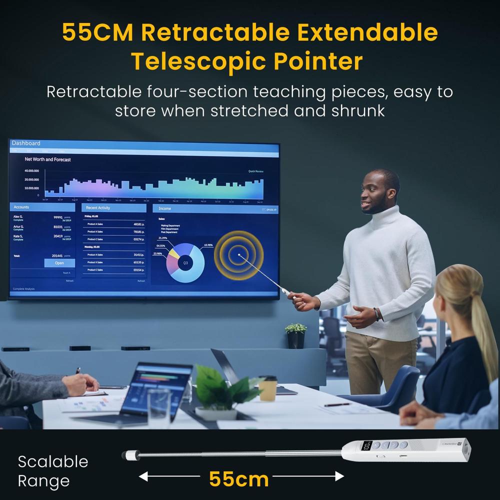 Portronics SlideMate 2 Wireless Presenter Remote with Rechargeable Battery, Slide