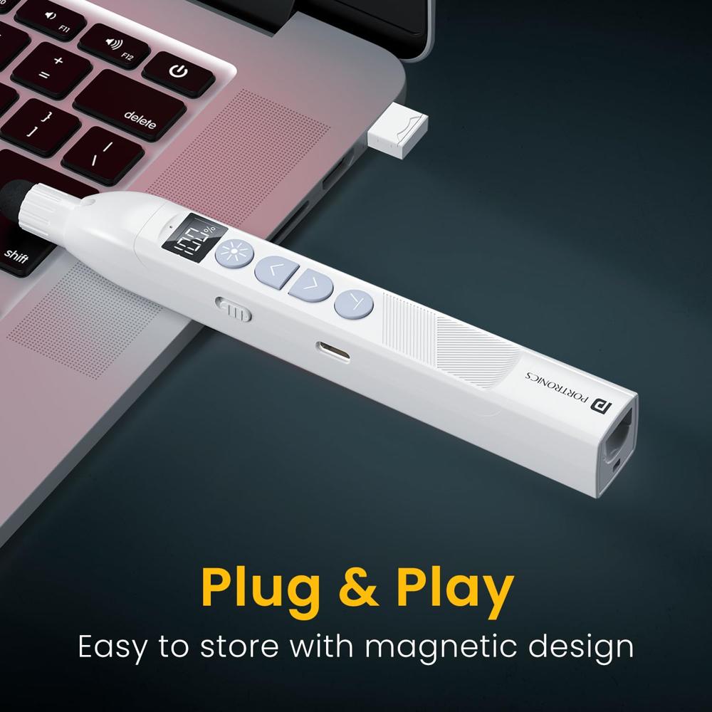 Portronics SlideMate 2 Wireless Presenter Remote with Rechargeable Battery, Slide