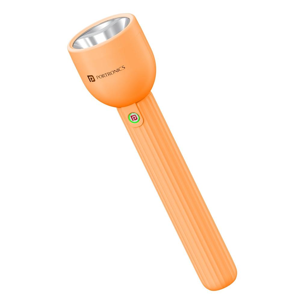 Portronics Eco Glow Led Torch Light With Usb Rechargeable Battery, Dual-brightness Levels, Sos - Color: Orange