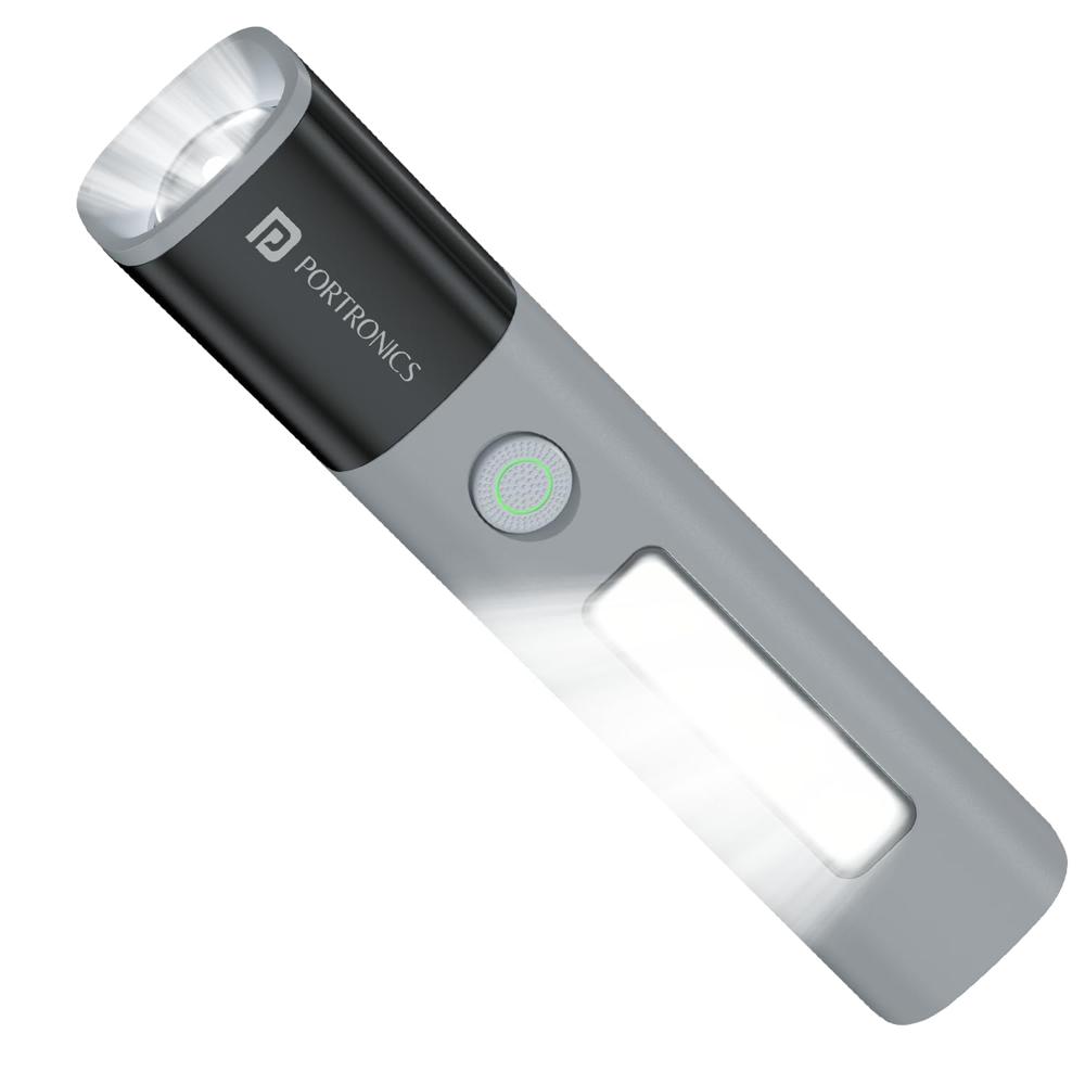 Portronics Eco Glow 2 Tactical Rechargeable Flashlight Torch,Adjustable Focus with Telescopic Zoom