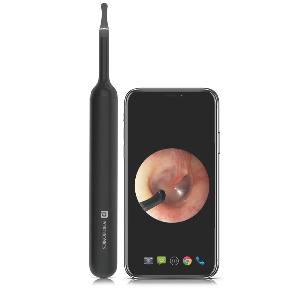 Portronics Xlife Smart Wireless Ear Otoscope Cleaner With 6 Led Lights, - Color: Black