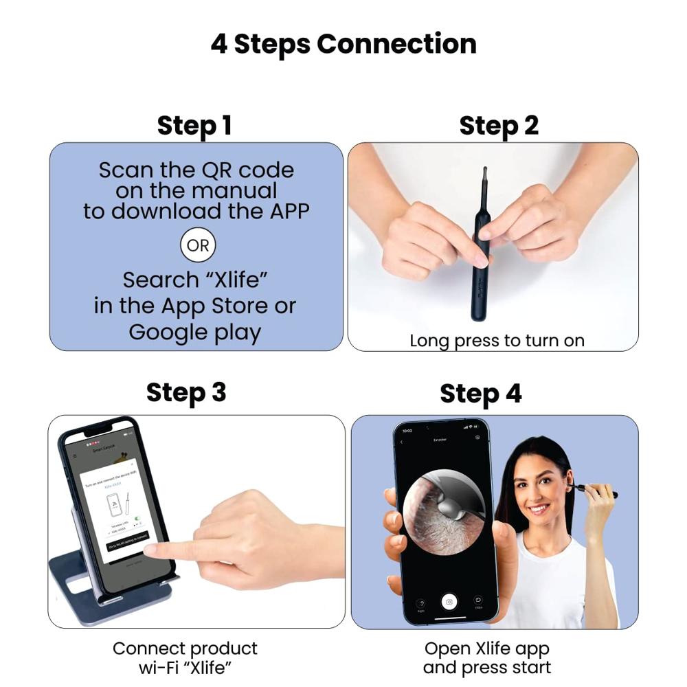 Portronics Xlife Smart Wireless Ear Otoscope Cleaner with 6 LED Lights,