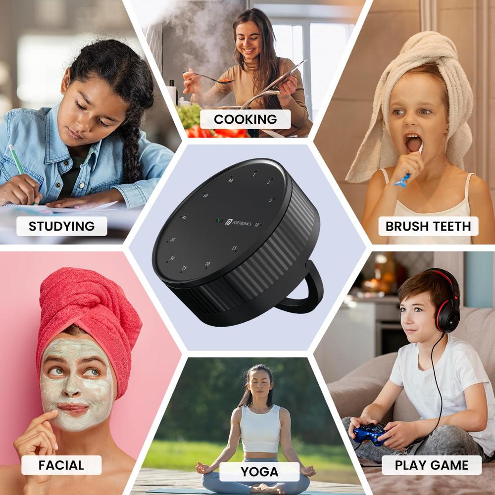 Portronics Tixie Rotational Countdown Timer with 12 Timing Gear & Magnetic Attachments,