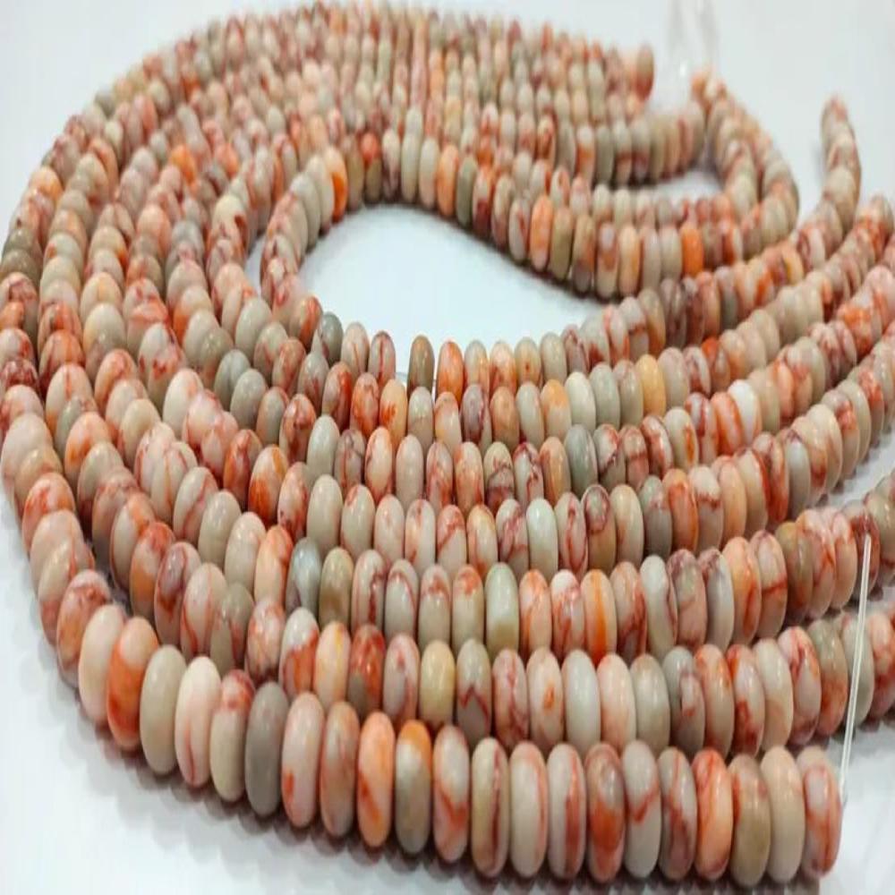 Nature Red Web Jasper Quartz Rondelle Plain Smooth 8mm  Sold Per Strand 8 inches Long