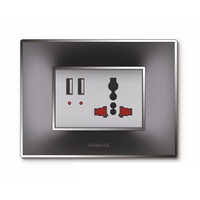 Wega Titanium Grey Plate With Digital Silver Usb Charger And Inter Socket