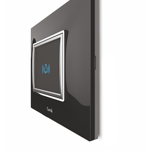 Glassio Black Glossy Plate with Digital Silver I-touch Bellpush
