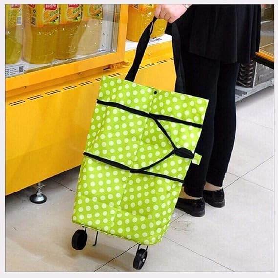 Polyester Foldable Shopping Trolley Carry Bag with Wheels