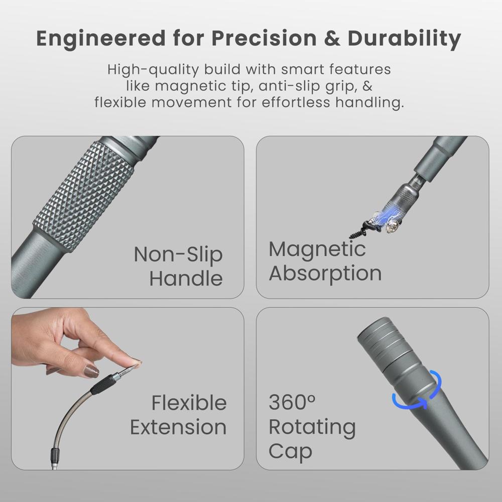 Portronics Bit Box 2, 128-in-1 Screwdriver Kit with Phillips, Flathead, Torx, Pentalobe, Wrench Bits, Flexible Shaft, Tweezer,