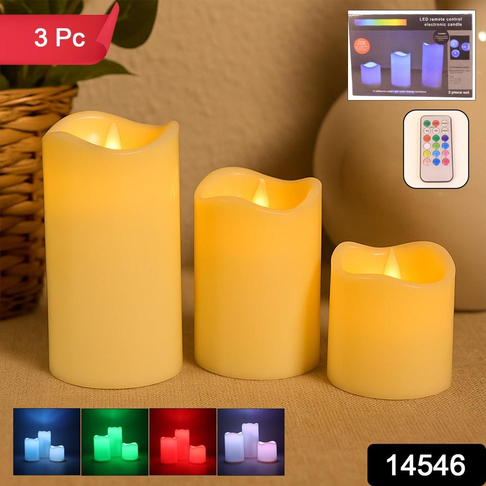 Premium 3 Piece Led Flameless Candle Set With Remote Control - Color: Mix