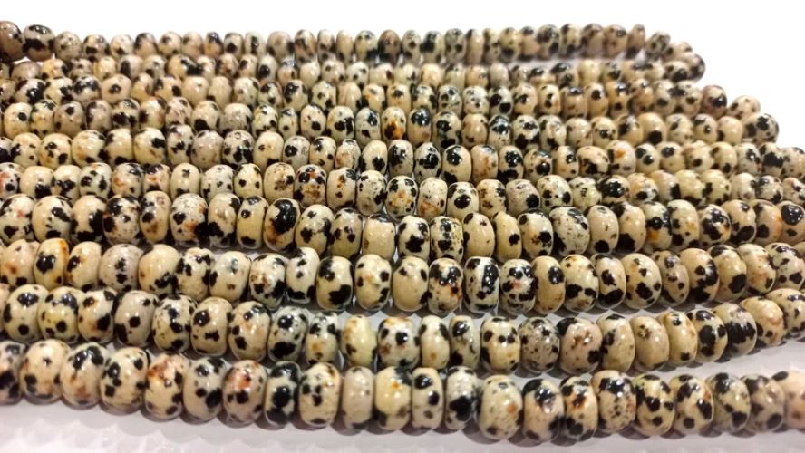 Natural Dalmatian Jasper Rondelle Plain Smooth 6mm & 8mm beads Sold Per Strand 8 inches Long