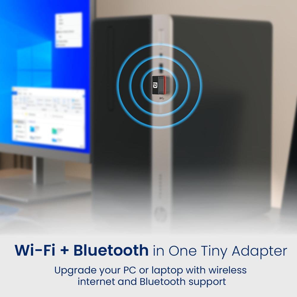Portronics BlueFi Nano USB Wi-Fi & Bluetooth Adapter, Dual-Band 2.4GHz (200 Mbps)/5GHz (450 Mbps) up to