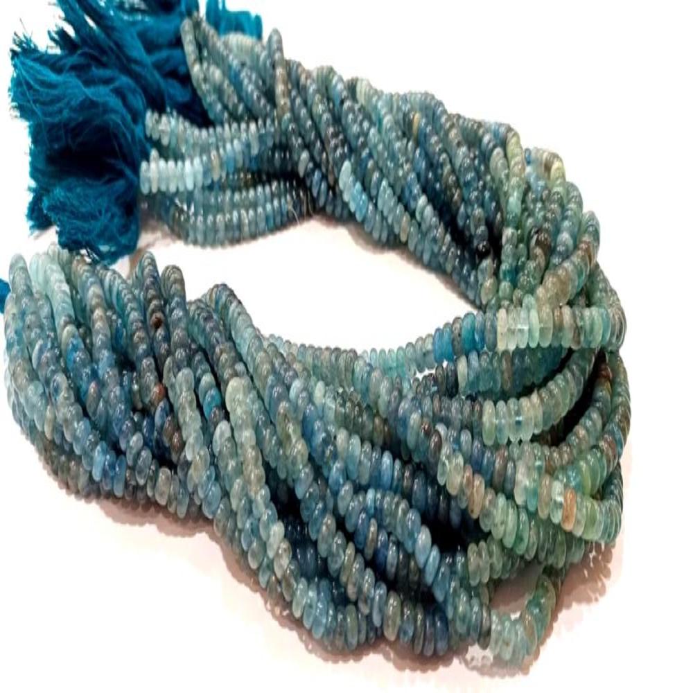 Natural Moss Aquamarine Rondelle Plain Smooth 4 to 6mm Beads Sold Per Strand 14 inches Long