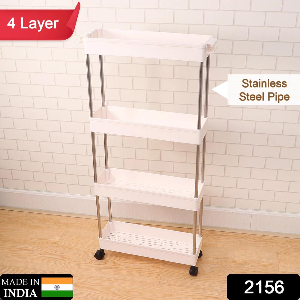 Plastic 4 Layer Folding Trolly Storage Organizer Kitchen Rack - Color: Mix
