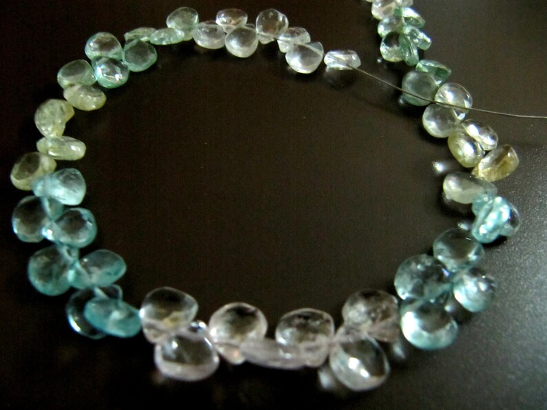 Natural Multi Color Aquamarine Heart Shape Faceted 7-8mm Gemstone Strand 10 inches long 