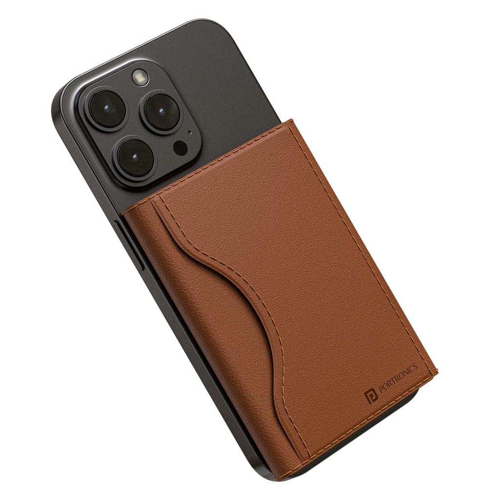 Portronics Wallet X Tri-fold Magnetic Wallet With 6-card Holder, Rfid Blocking, Pu Premium Leather,ultra Slim - Color: Brown