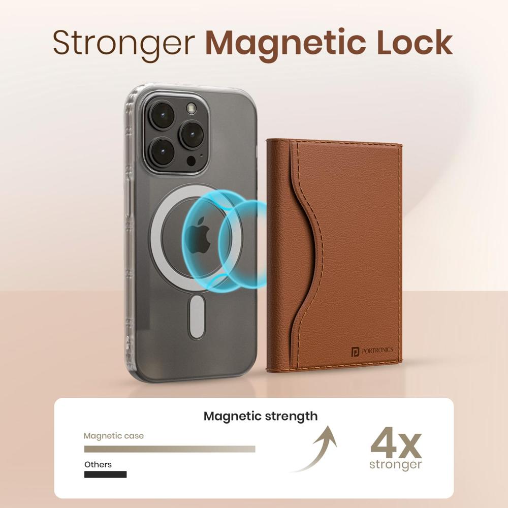 Portronics Wallet X Tri-Fold Magnetic Wallet with 6-Card Holder, RFID Blocking, PU Premium Leather,Ultra Slim