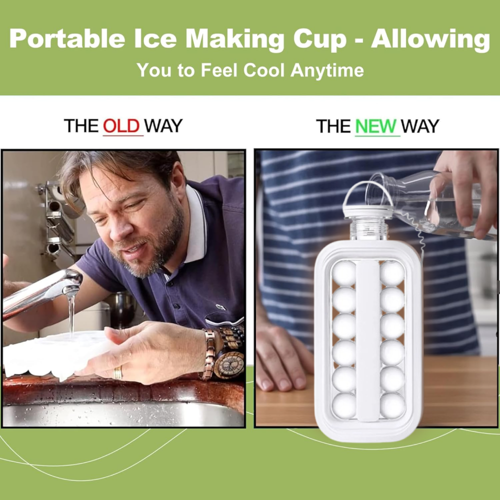 Foldable Ice Tray with Lid, 2 in 1 Ice Ball Maker
