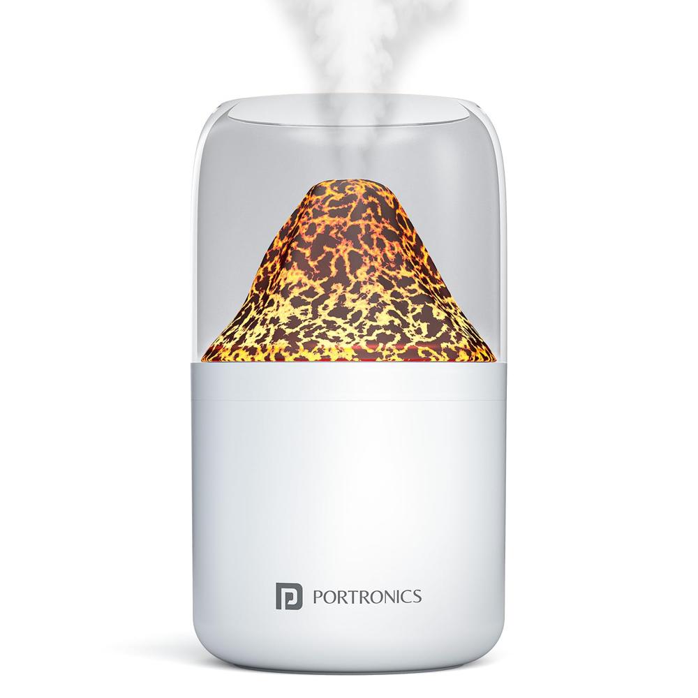 Portronics Magma 2-in-1 Volcano Water Mist Humidifier & Night Lamp, Type-C Powered, Silent