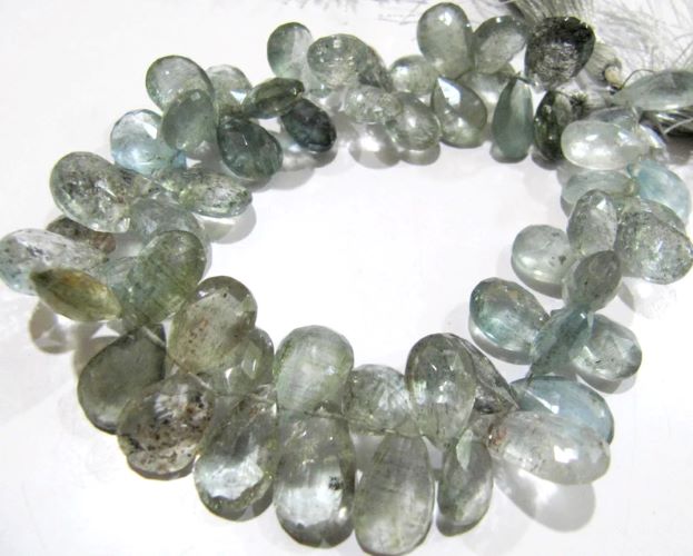 Natural Moss Aquamarine Pear Shape Faceted 6x9mm to 7x11 mm  Strand 9 inch long