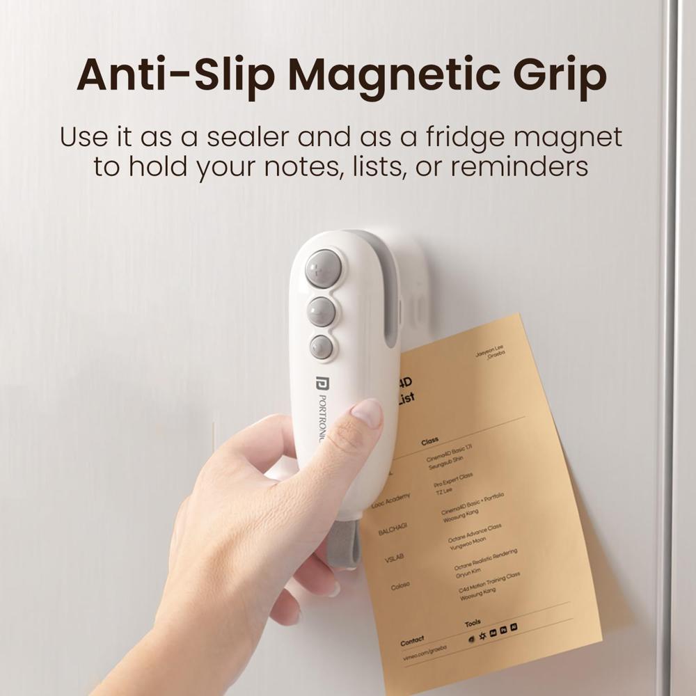 Portronics Locksy 2-in-1 Sealer & Cutter, Portable & Type-C Rechargeable Mini Food Bag Sealer for Food,